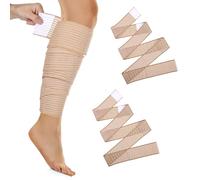 YUXIANLB 2PCS Elastic Calf Compression Bandage Sleeve, Leg Compression Sleeve for Men and Women, Black Compression Wraps for Legs Stabilising Ligament, Joint Pain, Port, Adjustable (71 Inches)