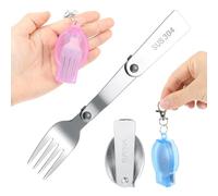 YUXIANLB 2pcs Foldable Fork and Spoon Set, Portable Folding Spoon and Fork Set with Two Plastic Storage Cases, Stainless Steel Metal Folding Spoon&Fork for Travel Camping Outdoors Picnic