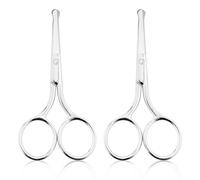 YUXIANLB 2PCS Professional Grooming Scissors for Personal Care, Hair Cutting and Eyebrow Trimming, Nose Trimmer and Facial Hair Removal, Round Tip Design Stainless Steel Scissors (Silver)