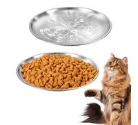 YUXIANLB 2Pcs Stainless Steel Cat Dishes for Food and Water Bowls for Small Pets, Wide Whisker Friendly Cat Dishes Set, Shallow Food Bowl, Relief Whisker Fatigue Cat Dishes (17 cm)