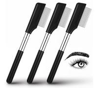 YUXIANLB 3Pcs Small Eyelash Brush Metal Teeth Eyelash Comb Eyelash Separator Tool Eyebrow Brush Grooming Lash Makeup Tool For Women Black Lashes Comb Eyebrows Applicator Brush For Women Beauty Make up