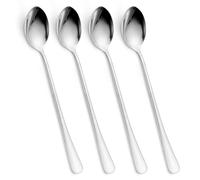 YUXIANLB 4 Pcs 8-Inch Ice Tea Spoons, Long Coffee Spoons For Coffee Bar, Long Handle Teaspoons, Stainless Steel Stirring Spoons, Coffee Bar Accessories For Cocktail Stirring, Iced Tea, Dishwasher Safe