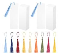 YUXIANLB 40 Pcs Blank Wooden Bookmarks DIY Kit for Crafting Scrapbooking Art Projects Unfinished White Wooden Bookmarks with Colorful Twine String for Handmade Gifts Party Favors Activities Creative