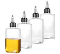 YUXIANLB 4pc Squeeze Bottles - Small Oil Dispensers for Camping, Empty Bottles with Twist Top Cap, Liquid Condiment Container for Oil, Soy Sauce, Syrup, Ketchup