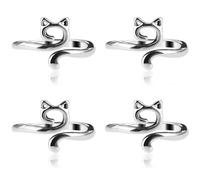 YUXIANLB 4pcs Knitting Crochet Loop Ring for Fingers Metal Open Yarn Guide Crochet Rings Adjustable Braided Faster Knitting Thimbles Holders Accessories for Crochet Mother Grandma Gifts(Silver)