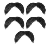 YUXIANLB 5 Pcs Realistic Fake Mustache Beard Set Black Natural Human Hair False Facial Hair for Halloween Costumes Cosplay Christmas Disguise Performances Parties Role Play Stage Shows Photoshoots