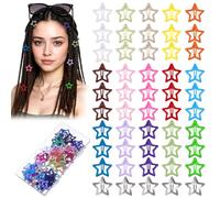 YUXIANLB 50PCS Colorful Star Hair Clips for Women Star Snap Barrettes Shiny Hair Clips Stars Hairs Accessories Cute Stars Y2k Accessories for Girls Non-Slip Metal Barrettes Kawaii Rave Hairclip