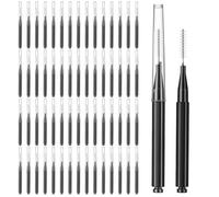 YUXIANLB 60Pcs Eyebrow Brush with Cap, Brow Lamination Brush Eyelash Spoolies Comb Brows Eyelash Extensions, Lash Lift & Brow Tint Tools Multi-Purpose Eyebrow Makeup Tool, Black