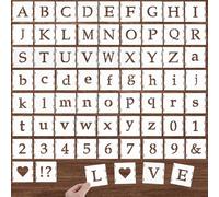 YUXIANLB 65 Pcs 1 Inch White Alphabet Letter Stencils Plastic Letter Number Symbol Interlocking Drawing Template Kit for Painting on Wood Wall Fabric Rock Signage Door Porch DIY Art Projects