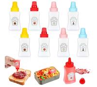 YUXIANLB 8PCS Mini Ketchup Bottles Squeezy Bottles with Nozzles 25ml Small Condiment Squeeze Bottle with Sturdy Screw Cap Portable Honey Sauce Salad Dressing Dispensers Containers for Lunch Box