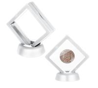 YUXIANLB Challenge Coin Holder Display, 2Pack Pretty 3D Floating Frame with Stand, Small Shadow Box for Earrings, Rings, Brooch, Military Medal, Sealed Coin Display Box, Prevent Dust and Oxidation
