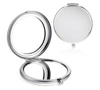 YUXIANLB Compact Mirror for Purse, Folded Double-Sided 2X Magnifying Travel Compact Mirrors, Portable Small Travel Makeup Mirror for Purse, Pocket and Bag, Gift for Women Mom (Round, Silver)