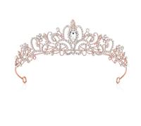 YUXIANLB Crystal Tiaras Crown for Women Girls, Rose Gold Princess Crown Elegant Queen Bridal Jewelry Rhinestone Headband, Women Gift Hair Accessories for Wedding Halloween Dancing Party
