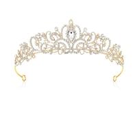 YUXIANLB Crystal Tiaras for Women Girls, Gold Princess Crown Elegant Corwn Royal Queen Bridal Jewelry Rhinestone Headband,Gift Hair Accessories for Wedding Dancing Party