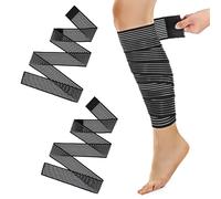 YUXIANLB Elastic Calf Compression Sleeve for Women Men, 2 Pcs Black Lower Leg Compression Bandage Sleeve Compression Wraps for Legs Stabilising Ligament, Joint Pain, Sport, Adjustable (71 Inches)