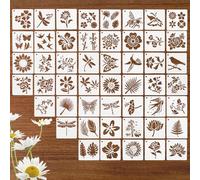 YUXIANLB Flower Stencils for Painting Reusable Floral Templates Set with Daisy Botanical Designs DIY Crafts Card Making Scrapbooking Rock Painting Wood Decor Canvas 50 Pcs Art Wall Floor Decorations