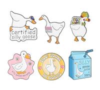 YUXIANLB Funny Animal Enamel Pins Set, 6 Pcs Cute Silly Goose Themed Badge Pins for Lapel Backpacks Jackets Hats, Novelty Cartoon Brooches Goose Owner Gift Craft Supply Accessories