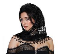YUXIANLB Mantilla Veil Lace Triangle Head Scarf Catholic Veils for Women Chapel Mass Veils with Fringed Latin for Church Catholic Floral Lace Veil for Women Bridal Mass Cathedral Head Covering