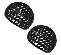 YUXIANLB Mesh Crochet Hair Net, 2 Pcs Rayon Knit Sleep Bonnet Cap for Women, Soft Wrap Beanie for Sleeping Shower Makeup, Thick Hairnet Snood for Natural Hair Protection Styling Accessories Black