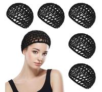 YUXIANLB Mesh Crochet Hairnet Hair Net For Food Service Workers Shower Caps Sleep Cap 6Pcs Stretchy Manual Weaving Anti Frizz Shower Black Bathing Hats Cook Hats For Unisex Curly Straight Short Hair