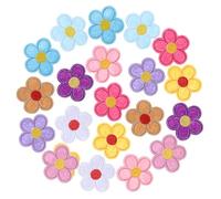 YUXIANLB Mixed Color Daisy Flower Patches 20pcs 4cm Embroidered Applique for Ironing or Sewing on Clothes Hats Jeans Shoes Bags DIY Fabric Stickers for Jackets Backpacks Pants Vests