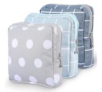 YUXIANLB Period Bag Period Pouch Sanitary Napkin Storage Bag First Period Gifts Dots Plaid Pattern Reusable and Washable Waterproof Pads Bags for Travel Daily Use Women 3 Pcs Blue Gray
