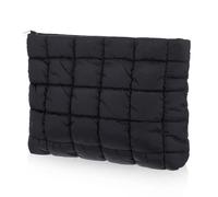 YUXIANLB Puffy Quilted Makeup Bag, Quilted Cosmetic Bag, Portable Checkered Makeup Pouch, Puffer Toiletry Bag, Travel Cute Makeup Brushes Aesthetic Accessories Storage Bag for Women(Black)