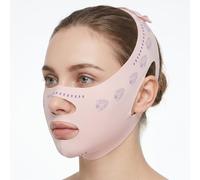 YUXIANLB Reusable V Line Lifting Mask for Women, Adjustable Chin Strap for Sleeping Double Chin Reducer Face Lift Prevent Sagging Jawline Straper Breathable Cooling Fabric, Pink Medium