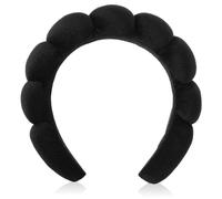 YUXIANLB Spa Headbands for Washing Face, Sponge Headband for Women Teen Girls, Terry Cloth Headband Clouds Soft Hairband Skincare Makeup Headbands for Shower, Hair Accessories (Black)