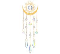 YUXIANLB Sun and Moon Crystal Suncatcher Wind Chimes Stained Glass Hanging Decor with Rainbow Prisms Beautiful Light Catcher for Windows Garden Patio Balcony Housewarming Gift Birthday Present