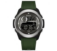 Yuxier Digital Mens Watches Military Large Face Wristwatches for Men Super Wide-Angle Display Watch with TPU Strap Countdown Dual Time (Black-Green)