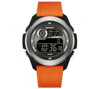 Yuxier Digital Mens Watches Military Large Face Wristwatches for Men Super Wide-Angle Display Watch with TPU Strap Countdown Dual Time (Black-Orange)