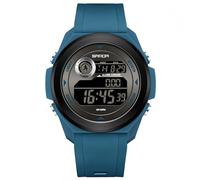 Yuxier Digital Mens Watches Military Large Face Wristwatches for Men Super Wide-Angle Display Watch with TPU Strap Countdown Dual Time (Blue)