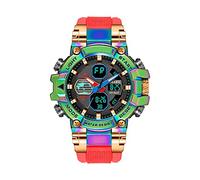 Yuxier Men's Analog Sports Watch, Dazzling LED Military Watch Large Double Dial Digital Outdoor Electronic Error Two Time Zones Backlight Waterproof Calendar (Dazzling Rose Gold)