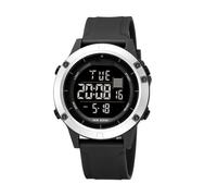 Yuxier Men's Watches Digital Electronic Watch Waterproof Multifunctional Wristwatch Sport Watch Work Watch Gift Fashion Round Dial Watches for Men (Silver)