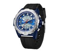 Yuxier Military Watches for Men Analog-Digital Watches Men Sports Outdoor Stopwatch LED Survival Tough Electronic Alarm Clock Wrist Watch with Soft Straps (Black Blue)