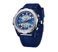 Yuxier Military Watches for Men Analog-Digital Watches Men Sports Outdoor Stopwatch LED Survival Tough Electronic Alarm Clock Wrist Watch with Soft Straps (Silvery Blue)