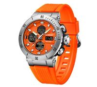 Yuxier Military Watches for Men Waterproof Tactical Watches Men Army Digital Sports Triple Time|Multi Alarm|Automatic Calendar|Led Back Ligh (Orange)