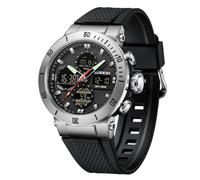Yuxier Military Watches for Men Waterproof Tactical Watches Men Army Digital Sports Triple Time|Multi Alarm|Automatic Calendar|Led Back Ligh (Black Silver)