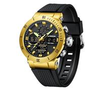 Yuxier Military Watches for Men Waterproof Tactical Watches Men Army Digital Sports Triple Time|Multi Alarm|Automatic Calendar|Led Back Ligh(Black Gold)