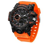 Yuxier Watches for Men Tactical Military Mens Watches Analog Digital Date Alarm Stopwatch Multi-Function Tactics Outdoor Sports Training Climbing Sports Watch for Studens (Black Orange)