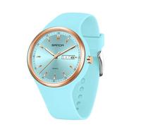 Yuxier Watches for Women Unisex Quartz Wristwatches Women's Sport Watch MInnimalist Casual Wristwatch with Soft Strap Double Calendar (Haze Blue)