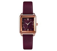 Yuxier Women's Quartz Watches Analogue Display Classic Ladies Square Watch Simple Fashion Wrist Watches Leather Strap Elegant Business Watch for Women (Purple)