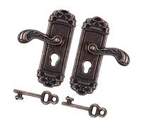 YUXITA 1:12 Scale Miniature Door Lock and Keys Set 2 in 1 Pack Door Knocker Lock Set Vintage Dollhouses Decoration Accessories