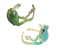 YUXITA 2Pcs Fashionable Tree Frogs Rings Adjustable Open Rings High Polish Jewelry for Men and Women Stylish Party Ornament