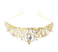 YUXITA Shimmering Crystal Tiaras Crowns Queen Wedding Headpiece Gold Rhinestones Baroquely Headbands for Proms and Birthday