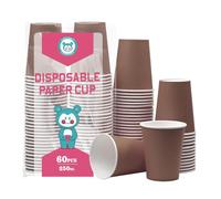 Yuxitia Brown Disposable Paper Cups, 60pcs Brown Paper Cups For DIY Wedding Party Picnic BBQ Travel and Event 8OZ