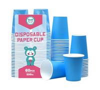 Yuxitia Disposable Paper Cups, 60pcs Blue Paper Cups For DIY Wedding Party Picnic BBQ Travel and Event 8oz (Blue)