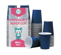 Yuxitia Disposable Paper Cups, 60pcs Blue Paper Cups For DIY Wedding Party Picnic BBQ Travel and Event 8OZ (Navy blue)