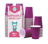 Yuxitia Disposable Paper Cups,60pcs Color Paper Cups for DIY Wedding Party Picnic BBQ Travel and Event 8OZ (Deep Purple)
